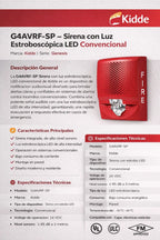 Sirena LED con luz estroboscópica G4AVRF-SP de Kidde
